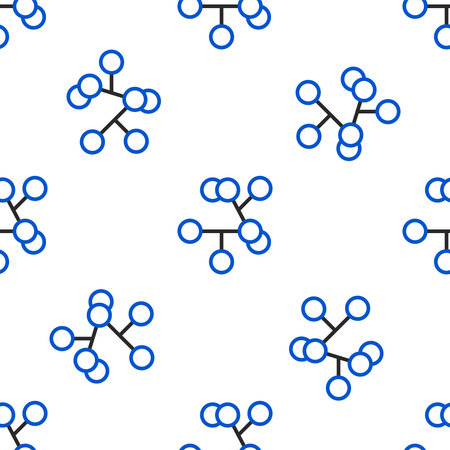Line Molecule icon isolated seamless pattern on white background. Structure of molecules in chemistry, science teachers innovative educational poster. Colorful outline concept. Vectorのイラスト素材