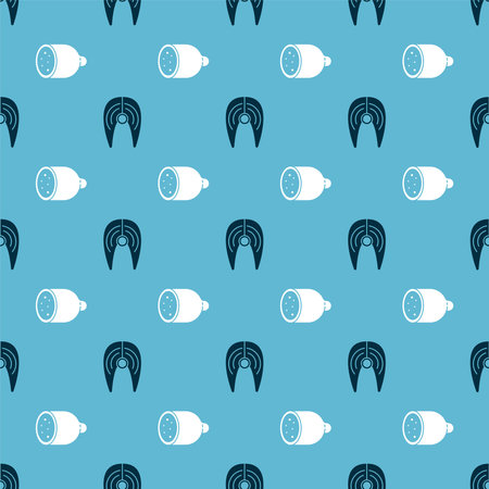Set Fish steak and Salami sausage on seamless pattern. Vectorのイラスト素材