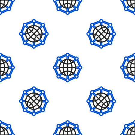 Line Global technology or social network icon isolated seamless pattern on white background. Colorful outline concept. Vectorのイラスト素材
