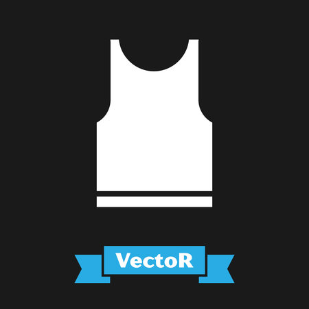 White Sleeveless T-shirt icon isolated on black background. Vector Illustrationのイラスト素材