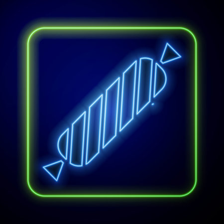 Glowing neon Candy icon isolated on blue background. Vectorのイラスト素材