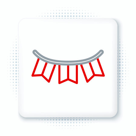 Line Carnival garland with flags icon isolated on white background. Party pennants for birthday celebration, festival decoration. Colorful outline concept. Vectorのイラスト素材