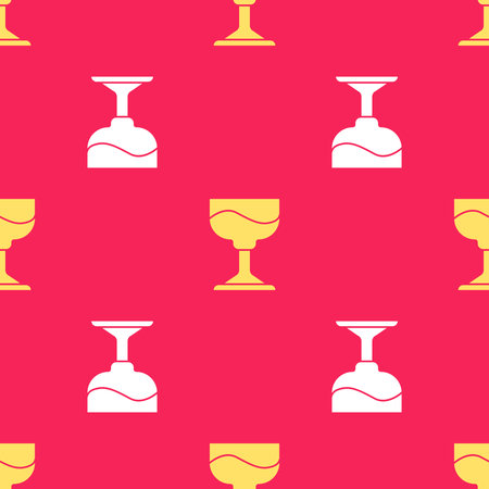 Yellow Cocktail icon isolated seamless pattern on red background. Vectorのイラスト素材