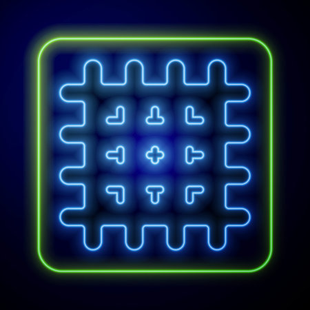 Glowing neon Cracker biscuit icon isolated on blue background. Sweet cookie. Vectorのイラスト素材
