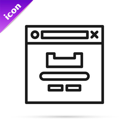 Black line Browser window icon isolated on white background. Vectorのイラスト素材