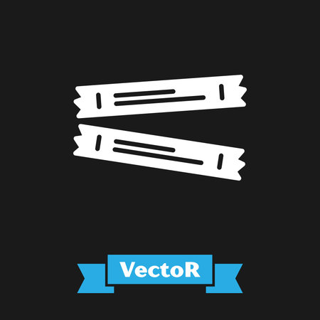 White Sugar stick packets icon isolated on black background. Blank individual package for bulk food products as coffee, salt, spices. Vectorのイラスト素材