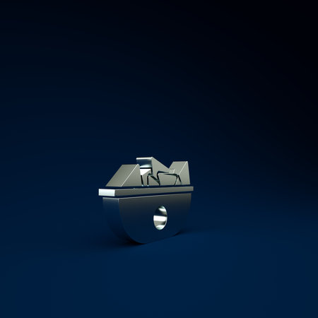 Silver Nachos in plate icon isolated on blue background. Tortilla chips or nachos tortillas. Traditional mexican fast food menu. Minimalism concept. 3d illustration 3D renderの写真素材