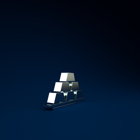 Silver Gold bars icon isolated on blue background. Banking business concept. Minimalism concept. 3d illustration 3D renderの写真素材
