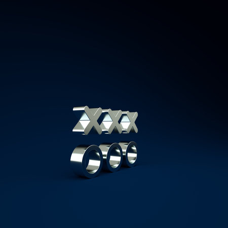 Silver Planning strategy concept icon isolated on blue background. Soccer or american football cup...