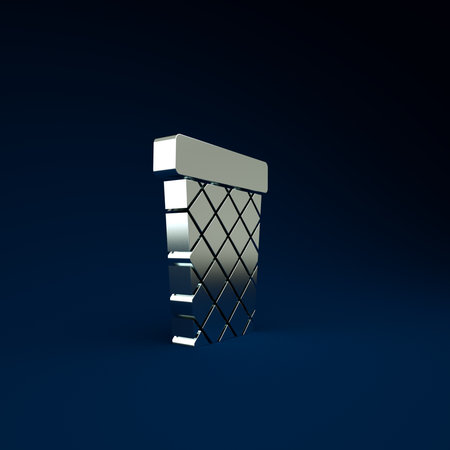 Silver Trash can icon isolated on blue background. Garbage bin sign. Recycle basket icon. Office trash icon. Minimalism concept. 3d illustration 3D renderの写真素材