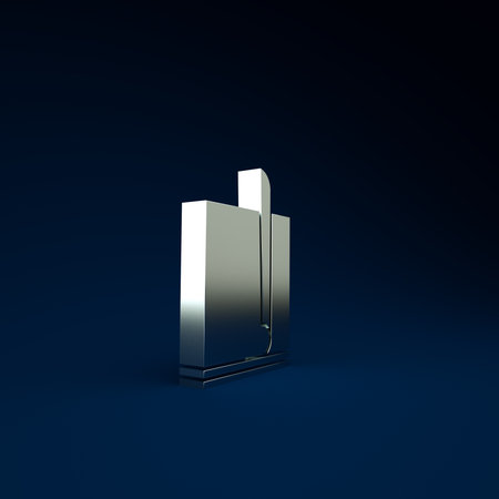 Silver File document icon isolated on blue background. Checklist icon. Business concept. Minimalism concept. 3d illustration 3D renderの写真素材