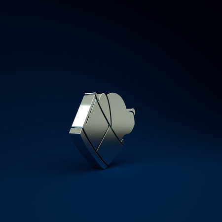 Silver Veterinary clinic symbol icon isolated on blue background. Dog veterinary care. Pet First Aid sign. Minimalism concept. 3d illustration 3D renderの写真素材