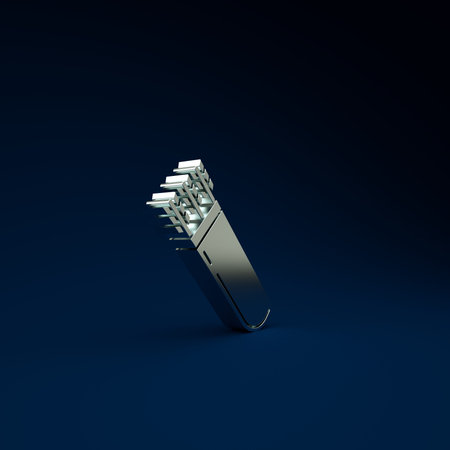 Silver Quiver with arrows icon isolated on blue background. Minimalism concept. 3d illustration 3D...