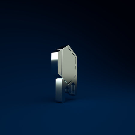 Silver Honeycomb icon isolated on blue background. Honey cells symbol. Sweet natural food. Minimalism concept. 3d illustration 3D renderの写真素材