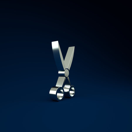 Silver Scissors hairdresser icon isolated on blue background. Hairdresser, fashion salon and barber...