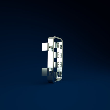 Silver Street signboard with inscription Beer icon isolated on blue background. Suitable for advertisements bar, cafe, pub, restaurant. Minimalism concept. 3d illustration 3D renderの写真素材