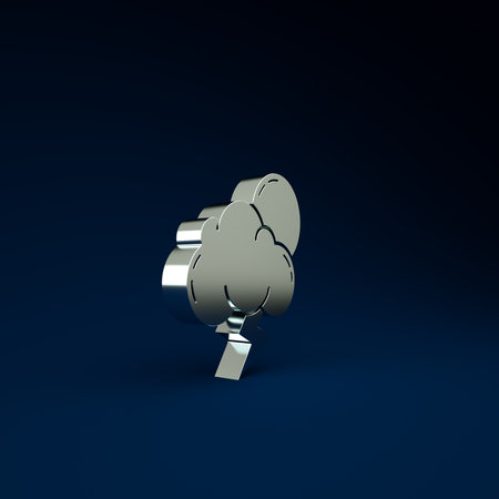 Silver Storm icon isolated on blue background. Cloud with lightning and sun sign. Weather icon of storm. Minimalism concept. 3d illustration 3D renderの写真素材
