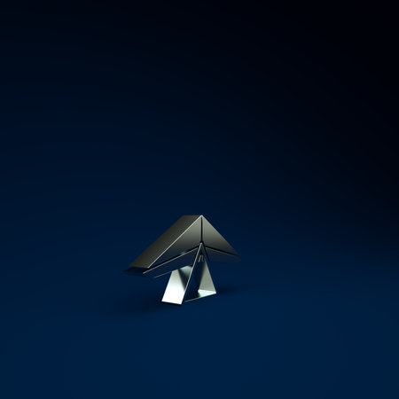 Silver Hang glider icon isolated on blue background. Extreme sport. Minimalism concept. 3d illustration 3D renderの写真素材