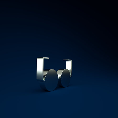 Silver Glasses icon isolated on blue background. Eyeglass frame symbol. Minimalism concept. 3d illustration 3D renderの写真素材