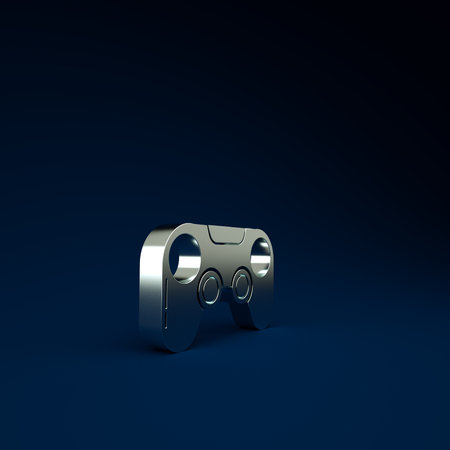 Silver Gamepad icon isolated on blue background. Game controller. Minimalism concept. 3d illustration 3D renderの写真素材