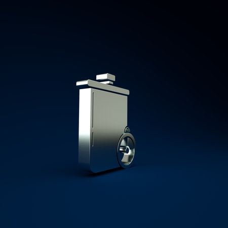 Silver Cooking pot and kitchen timer icon isolated on blue background. Boil or stew food symbol. Minimalism concept. 3d illustration 3D renderの写真素材