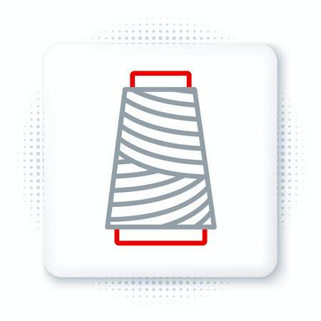 Line Sewing thread on spool icon isolated on white background. Yarn spool. Thread bobbin. Colorful outline concept. Vectorのイラスト素材