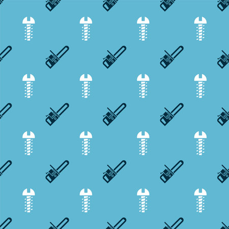 Set Chainsaw and Metallic screw on seamless pattern. Vectorのイラスト素材