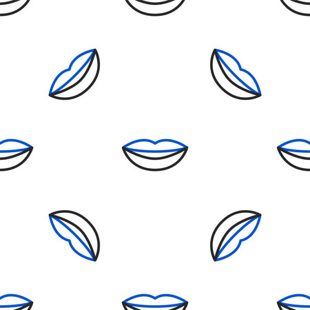 Line Smiling lips icon isolated seamless pattern on white background. Smile symbol. Colorful outline concept. Vectorのイラスト素材