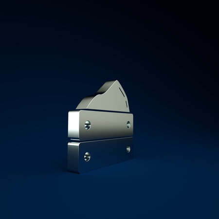 Silver Wooden box with harvest icon isolated on blue background. Minimalism concept. 3d illustration...