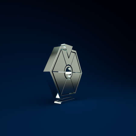 Silver Lucky wheel icon isolated on blue background. Minimalism concept. 3d illustration 3D renderの写真素材