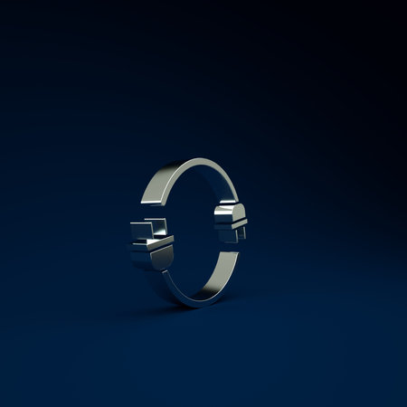 Silver Electric plug icon isolated on blue background. Concept of connection and disconnection of...