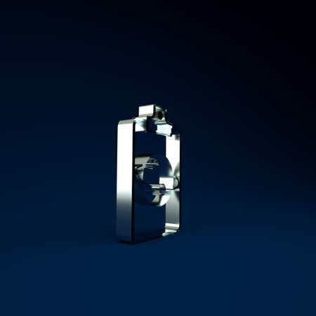 Silver Planet icon isolated on blue background. Minimalism concept. 3d illustration 3D renderの写真素材