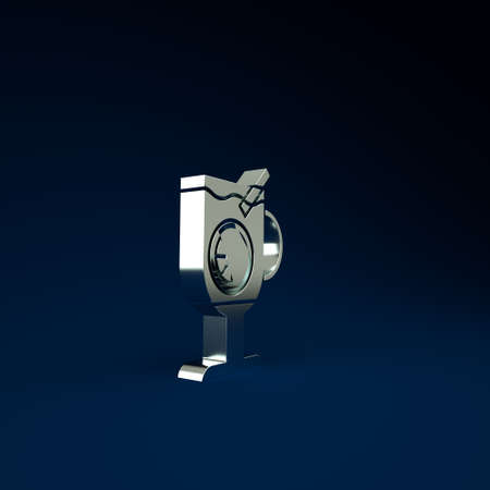 Silver Mulled wine with glass of drink and ingredients icon isolated on blue background. Cinnamon stick, clove, lemon slice. Minimalism concept. 3d illustration 3D renderの写真素材