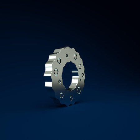 Silver Christmas wreath icon isolated on blue background. Merry Christmas and Happy New Year....