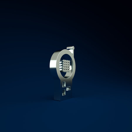 Silver Baby Monitor Walkie Talkie icon isolated on blue background. Minimalism concept. 3d...
