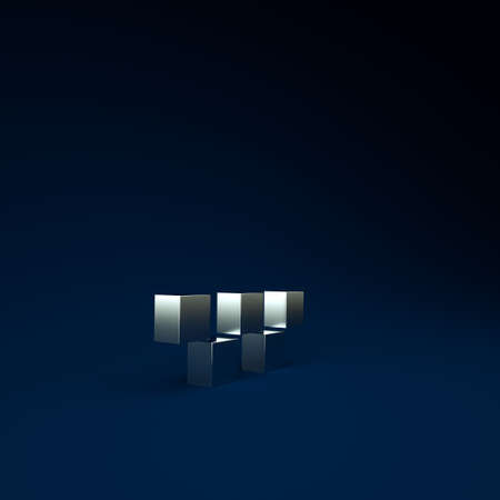 Silver Taxi car roof icon isolated on blue background. Minimalism concept. 3d illustration 3D renderの写真素材