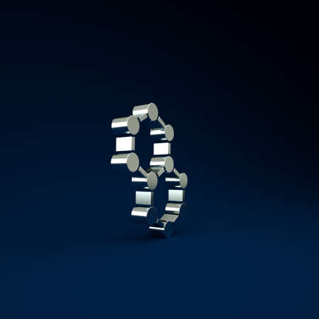 Silver Molecule icon isolated on blue background. Structure of molecules in chemistry, science teachers innovative educational poster. Minimalism concept. 3d illustration 3D renderの写真素材