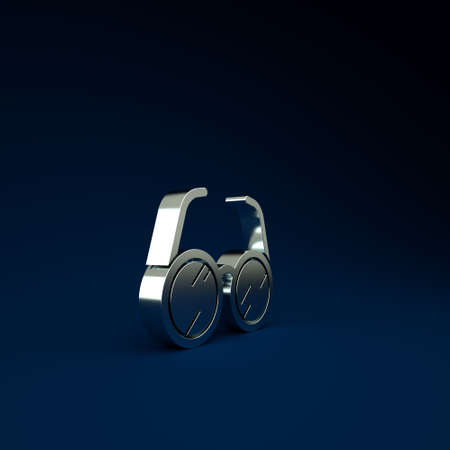 Silver Laboratory glasses icon isolated on blue background. Minimalism concept. 3d illustration 3D renderの写真素材