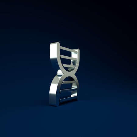 Silver DNA symbol icon isolated on blue background. Minimalism concept. 3d illustration 3D render