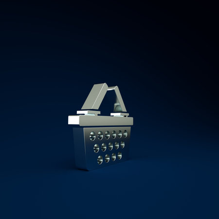 Silver Shopping basket icon isolated on blue background. Online buying concept. Delivery service...