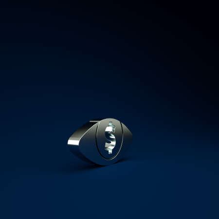 Silver Eye with dollar icon isolated on blue background. Minimalism concept. 3d illustration 3D renderの写真素材