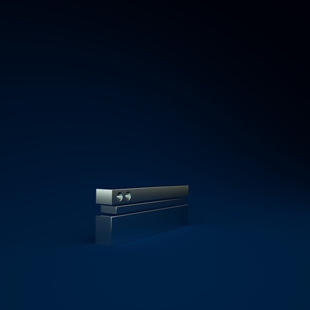 Silver Video game console icon isolated on blue background. Minimalism concept. 3d illustration 3D...