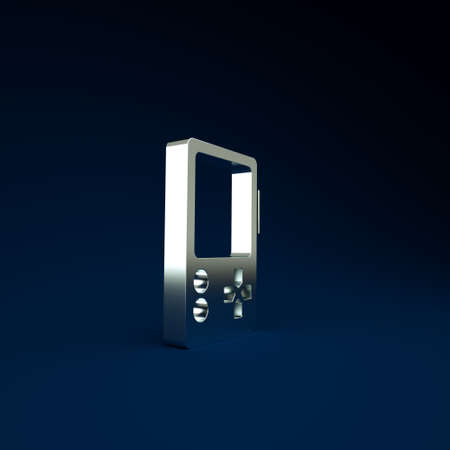 Silver Portable video game console icon isolated on blue background. Gamepad sign. Gaming concept. Minimalism concept. 3d illustration 3D renderの写真素材