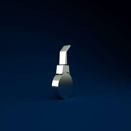 Silver Enema pear icon isolated on blue background. Medical rubber pump. Minimalism concept. 3d illustration 3D renderの写真素材