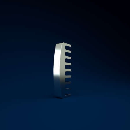 Silver Hairbrush icon isolated on blue background. Comb hair sign. Barber symbol. Minimalism concept. 3d illustration 3D renderの写真素材
