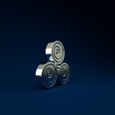 Silver Towel rolls icon isolated on blue background. Minimalism concept. 3d illustration 3D render