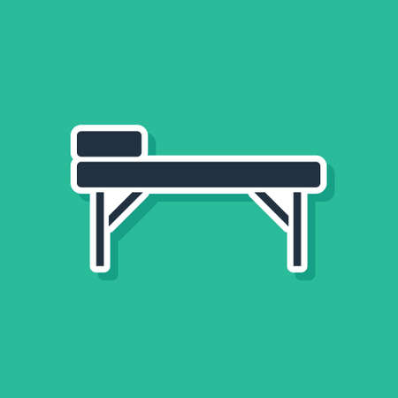 Blue Massage table icon isolated on green background. Vectorのイラスト素材