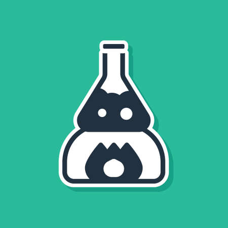 Blue Glass test tube flask on fire heater experiment icon isolated on green background. Laboratory equipment. Vectorのイラスト素材