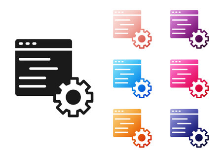Black Computer api interface icon isolated on white background. Application programming interface API technology. Software integration. Set icons colorful. Vectorのイラスト素材