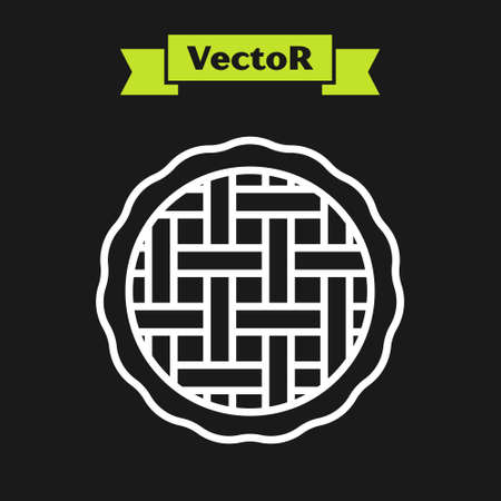 White line Homemade pie icon isolated on black background. Vectorのイラスト素材